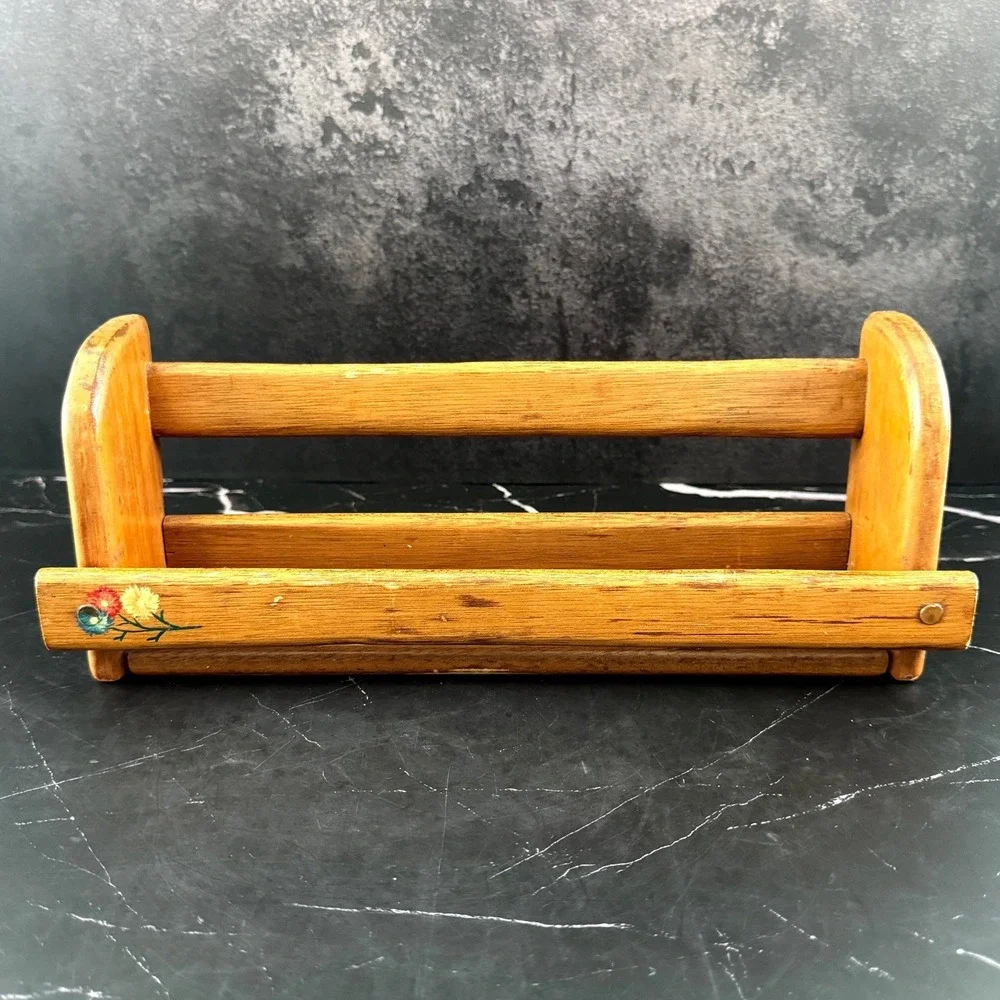 VTG 1960s Solid Wood Mini Wall Shelf Spice Rack Mail Holder 12.75